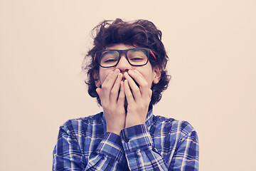 Image showing portrait  of smart looking arab teenager with glasses