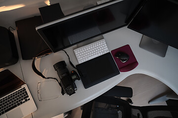 Image showing home office workplace dual screen