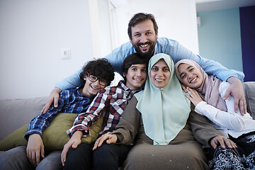 Image showing muslim family portrait  at home