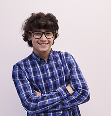 Image showing portrait  of smart looking arab teenager with glasses