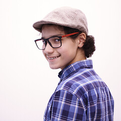 Image showing portrait  of smart looking arab teenager with glasses