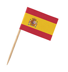 Image showing Small paper Spanish flag on wooden stick