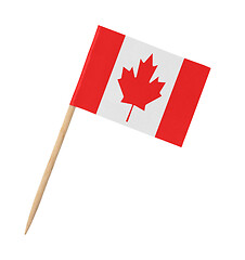 Image showing Small paper Canadian flag on wooden stick