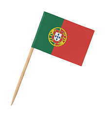 Image showing Small paper Portugese flag on wooden stick