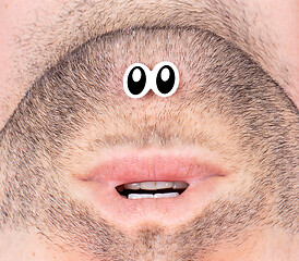 Image showing Funny image of a mouth and fake eyes - Weird looking character