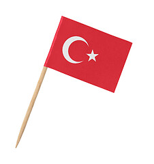 Image showing Small paper Turkish flag on wooden stick