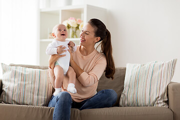 Image showing happy mother with little baby boy at home