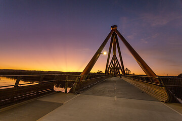 Image showing Yandhai Nepean Crossing  bridge at sunset