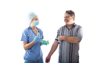 Image showing Happy patient after blood collection pathology test for diagnosis