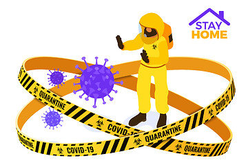 Image showing covid-19 quarantine stay home doctor stop coronavirus