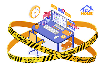 Image showing covid-19 coronavirus quarantine stay work home