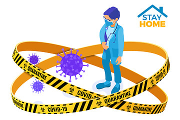 Image showing covid-19 quarantine stay home Doctor in mask