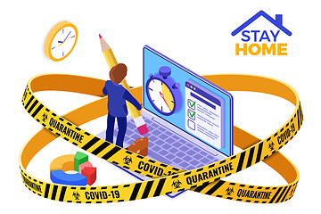 Image showing covid-19 coronavirus quarantine stay home time management