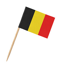 Image showing Small paper Belgium flag on wooden stick