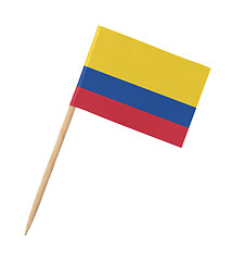 Image showing Small paper Colombian flag on wooden stick