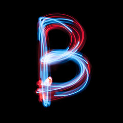 Image showing Letter B of the alphabet made from neon signs