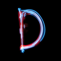 Image showing Letter D of the alphabet made from neon signs