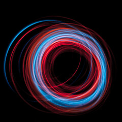 Image showing multicolor led light painting round trails abstract background