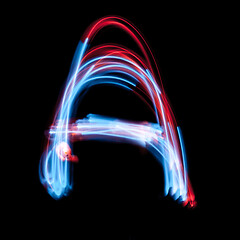 Image showing Letter A of the alphabet made from neon signs