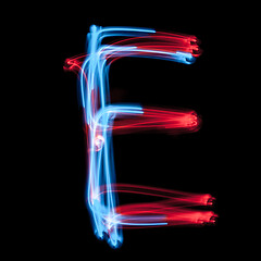 Image showing Letter E of the alphabet made from neon signs