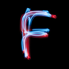 Image showing Letter F of the alphabet made from neon signs