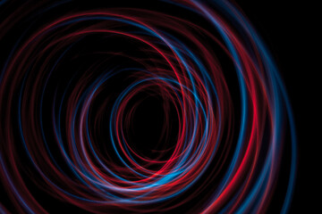 Image showing multicolor led light painting round trails abstract background