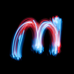 Image showing Letter M of the alphabet made from neon signs