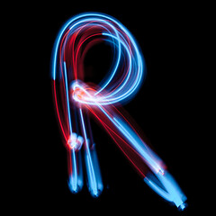 Image showing Letter R of the alphabet made from neon signs