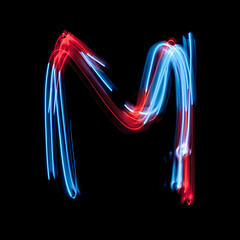 Image showing Letter M of the alphabet made from neon signs