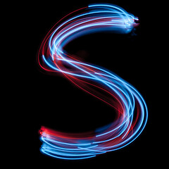 Image showing Letter S of the alphabet made from neon signs