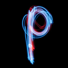 Image showing Letter P of the alphabet made from neon signs