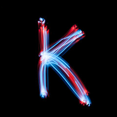 Image showing Letter K of the alphabet made from neon signs