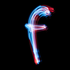 Image showing Letter F of the alphabet made from neon signs