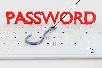 Image showing phishing password data with keyboard and hook symbol