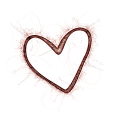 Image showing red heart shape ball pen doodle