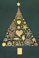 Image showing Abstract Christmas Tree with Gold Baubles