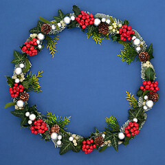 Image showing Christmas Wreath Decoration with Flora and Baubles