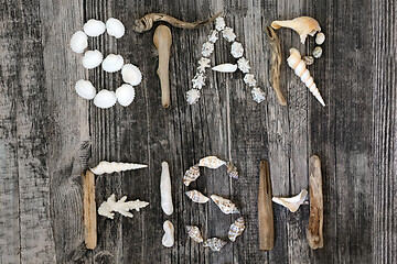 Image showing Starfish Abstract Background on Rustic Wood