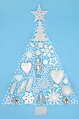 Image showing Abstract Christmas Tree on Blue Background