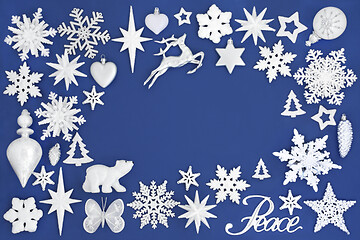 Image showing Christmas Peace Background Border on Blue