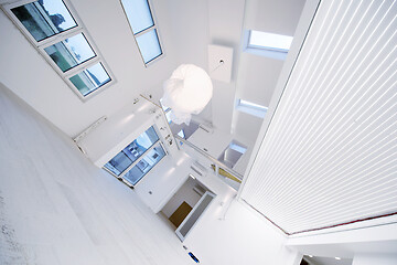 Image showing Interior of empty stylish modern open space two level apartment