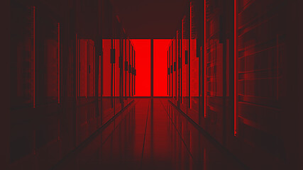 Image showing data center red lights alert