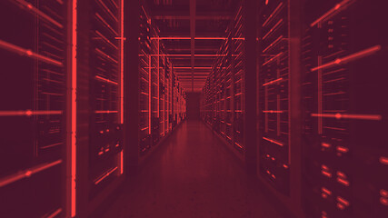 Image showing data center red lights alert