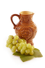 Image showing Wine Jug with Grapes