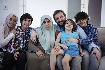 Image showing muslim family portrait  at home