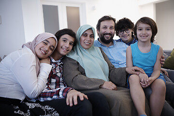 Image showing muslim family portrait  at home