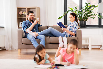 Image showing happy family spending free time at home