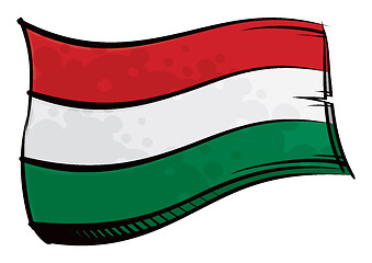 Image showing Painted Hungary flag waving in wind