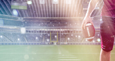 Image showing closeup American Football Player isolated on big modern stadium