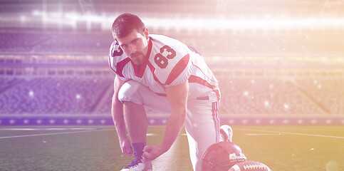 Image showing American Football Player on big modern stadium field